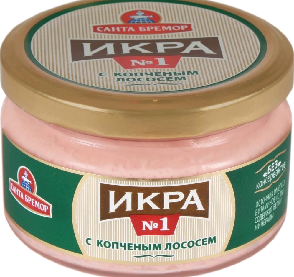 Деликатесная икра «Санта Бремор» с копчёным лососем, 180 г